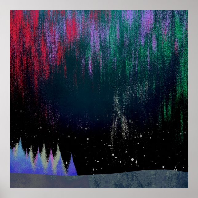 Póster Paisaje contemporáneo de las luces del norte (Frente)