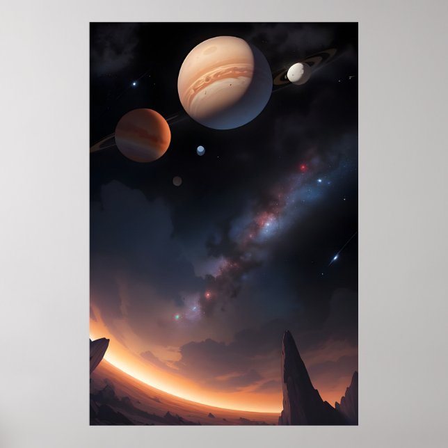 Póster Paisaje cósmico y espacio planetario (Frente)