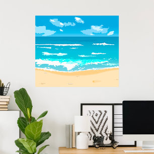 Póster Paisaje costero de la escena de la playa del Océan