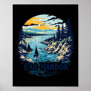 Póster Paisaje costero del atardecer en Bar Harbor, Maine