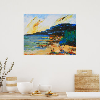 Póster Paisaje costero vibrante