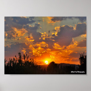 Póster Paisaje de amanecer en el cielo de la mañana