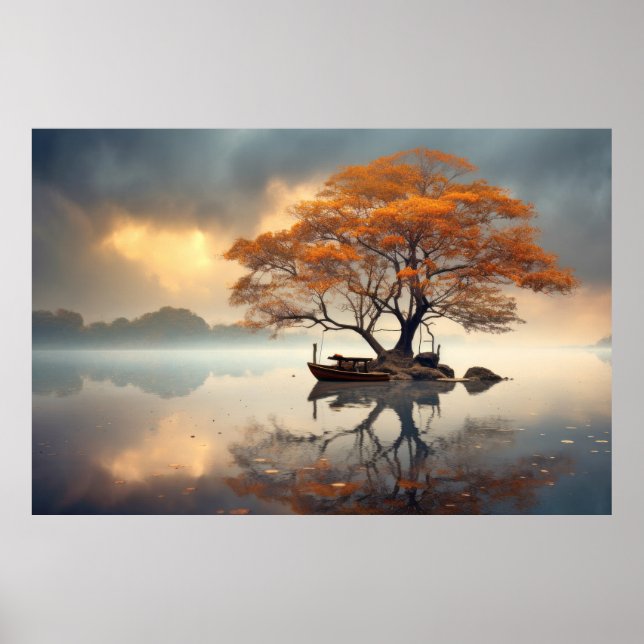 Póster Paisaje De Árbol En El Tranquilo Lago Serene (Frente)