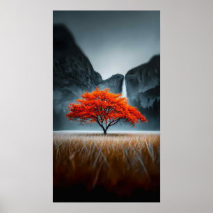 Póster Paisaje de árbol otoñal luminoso