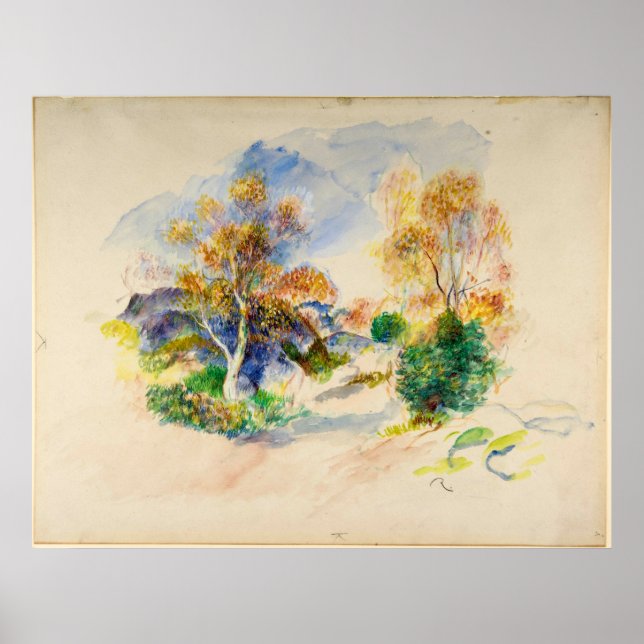 Póster Paisaje de Auguste Renoir con sendero entre árbole (Frente)