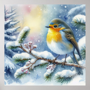 Póster Paisaje de aves e invierno 21