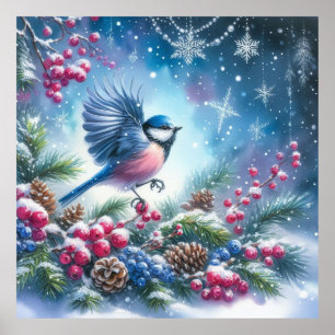 Póster Paisaje de aves e invierno 22