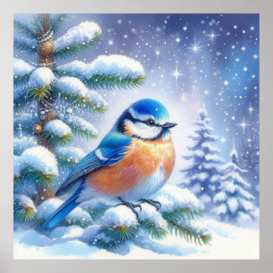 Póster Paisaje de aves e invierno 26