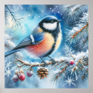 Póster Paisaje de aves e invierno 30