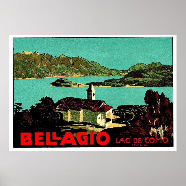 Póster Paisaje de Bellagio, Lago Como, Lombardía, Italia (Frente)
