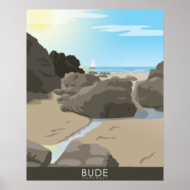 Póster Paisaje de Bude Cornwall (Frente)