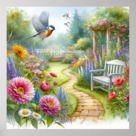 Póster Paisaje de camino de jardín 1