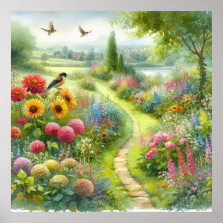 Póster Paisaje de camino de jardín 3