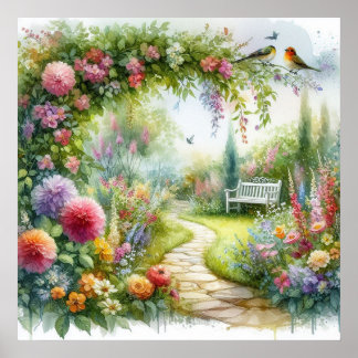 Póster Paisaje de camino de jardín 6