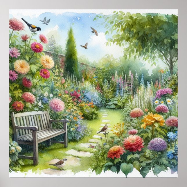Póster Paisaje de camino de jardín 8 (Frente)