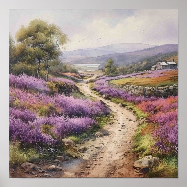 Póster Paisaje de campo de verano Heather Moorland (Frente)