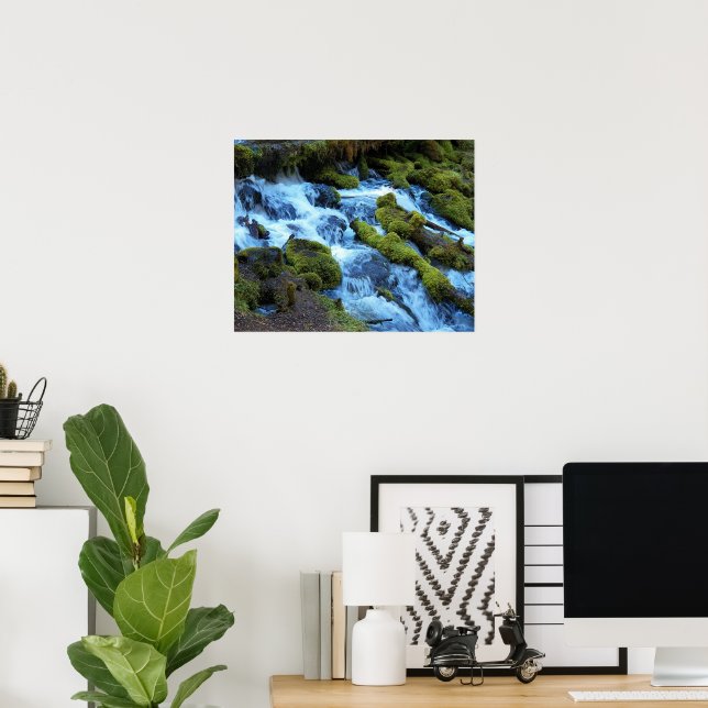 Póster Paisaje de cascada en bosque escénico (Oficina en casa)