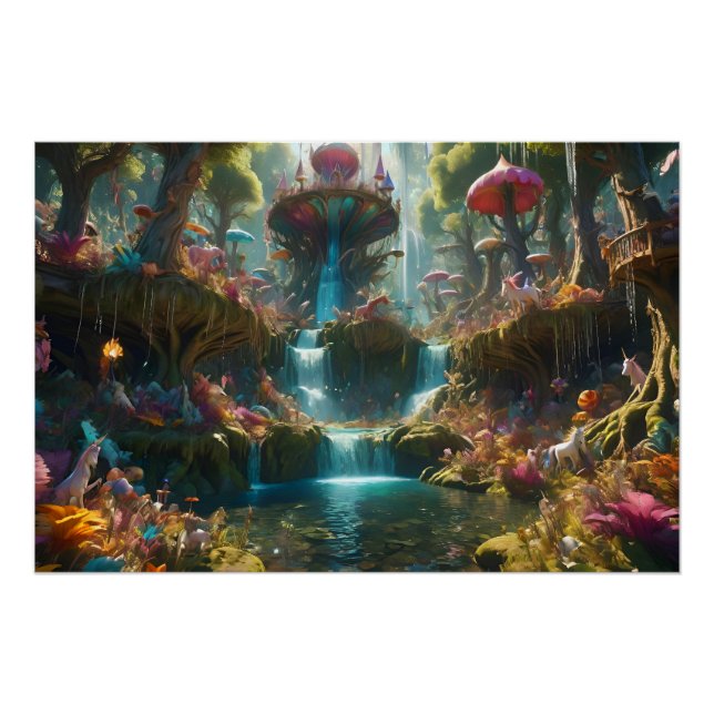 Póster Paisaje de cascada mágico (Anverso)