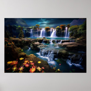 Póster Paisaje de cascadas Naturaleza tranquila