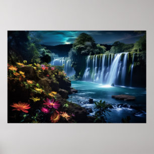 Póster Paisaje de cascadas Naturaleza tranquila