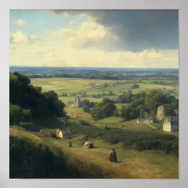 Póster Paisaje de Cherburgo, años 1850 (Frente)