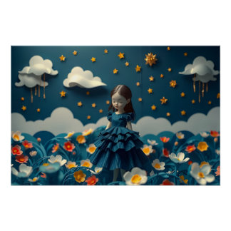 Póster Paisaje de ensueño de papel mágico