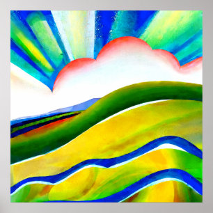 Póster Paisaje de explosión de sol arcoíris