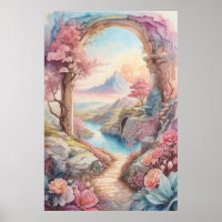 Paisaje de Fantasía de color Azul Rosa
