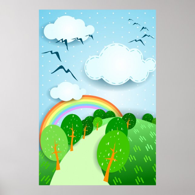 Póster Paisaje de fantasía, poster (Frente)