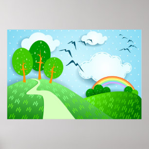 Póster Paisaje de fantasía, poster