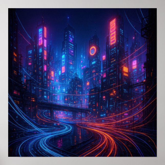 Póster Paisaje de fibra óptica (Frente)