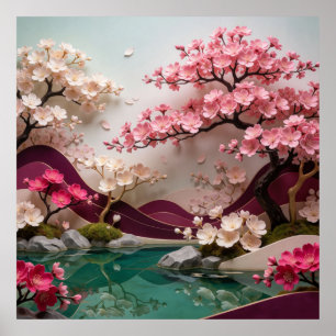 Póster Paisaje de Flor de Cerezo 🌸