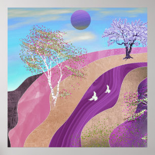 Póster Paisaje de flores de primavera