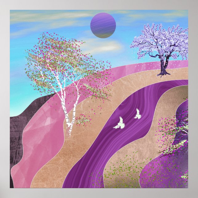 Póster Paisaje de flores de primavera (Frente)