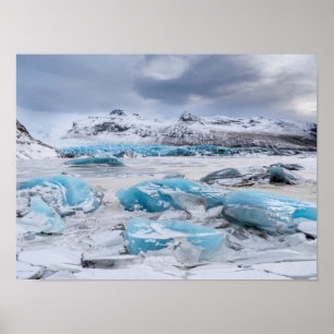Póster Paisaje de hielo glaciar, Islandia