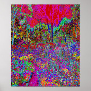 Póster Paisaje de jardín impresionista psicodélico