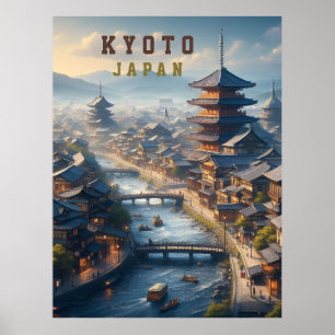 Póster Paisaje de Kyoto Japón Viaje Vintage