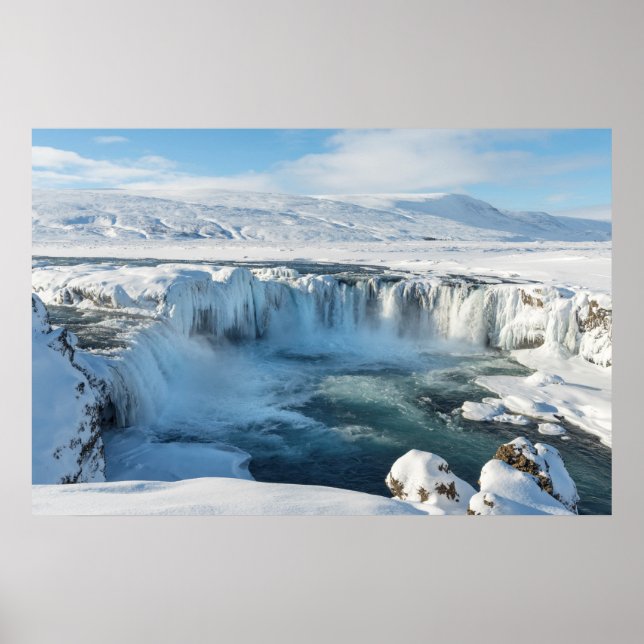 Póster Paisaje de la cascada Godafoss (Frente)