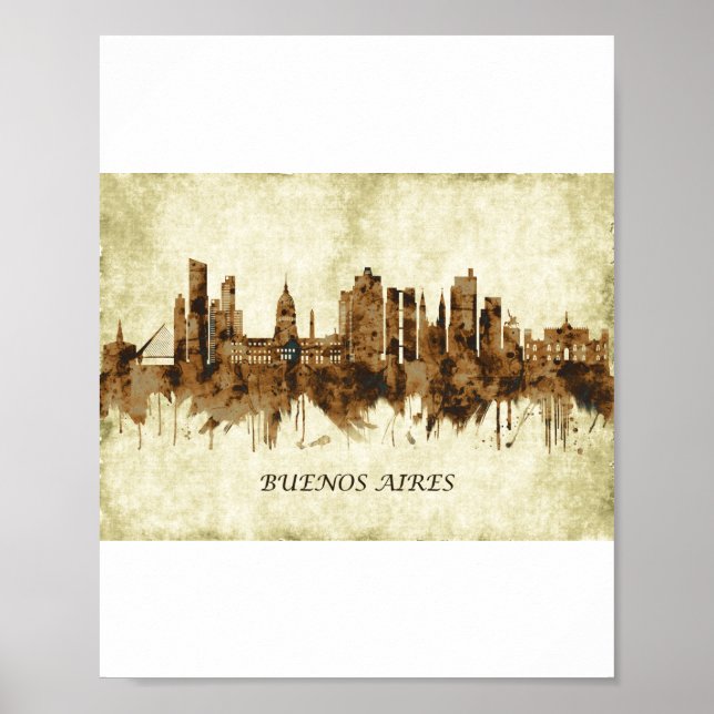 Póster Paisaje de la Ciudad Argentina de Buenos Aires (Frente)