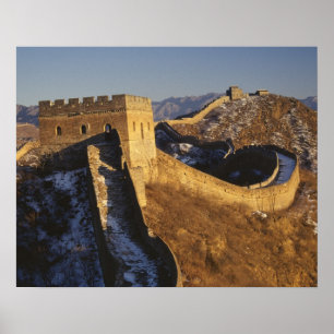 Póster Paisaje de la Gran Muralla bajo el atardecer, Chin