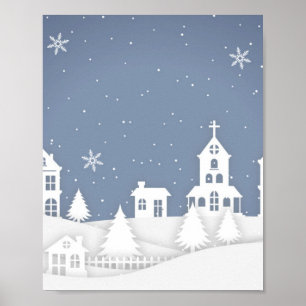 Póster Paisaje de la Iglesia navidad
