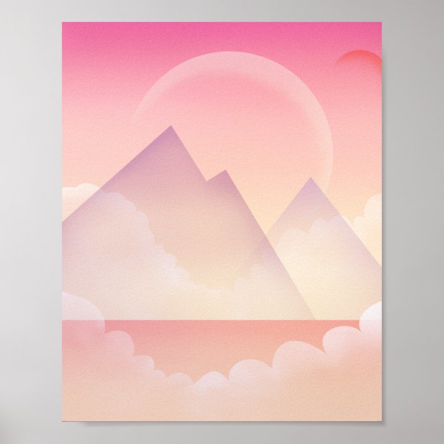 Póster Paisaje de la montaña Dreamy Pastel (Frente)