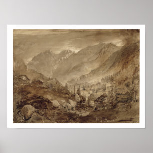 Póster Paisaje de la montaña, Macugnaga, 1845 (pluma y