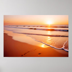 Póster Paisaje de la playa Atardecer tropical de sol Tran