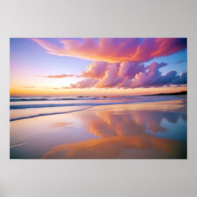 Póster Paisaje de la playa Atardecer tropical de sol Tran (Frente)