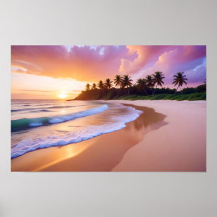 Póster Paisaje de la playa Atardecer tropical de sol Tran