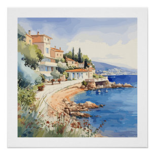 Póster Paisaje de la Riviera Francesa