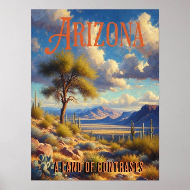 Póster Paisaje de la tierra de los contrastes de Arizona (Frente)