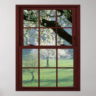 Póster Paisaje de la ventana de imágenes - Flores de cere