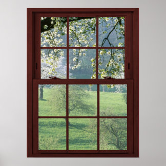 Póster Paisaje de la ventana de imágenes - Flores de cere